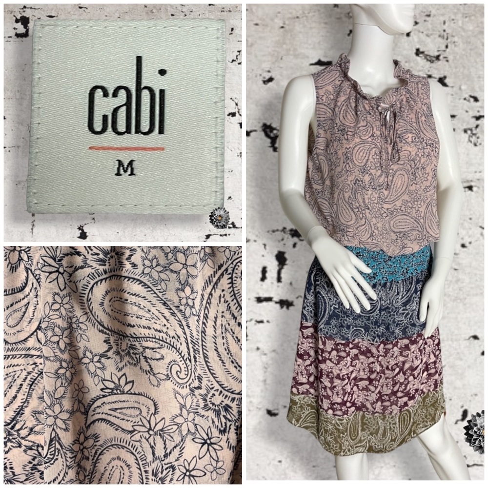 Paisley Peasant sleeveless Dress by Cabi Size Medium